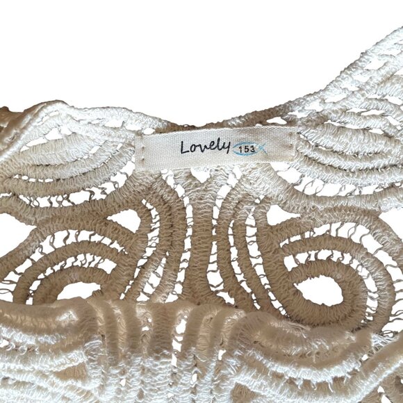 Lovely 153 Vintage Cotton Cream Crochet Top Boho Fairy Whimsy Cottagecore L - Picture 3 of 7